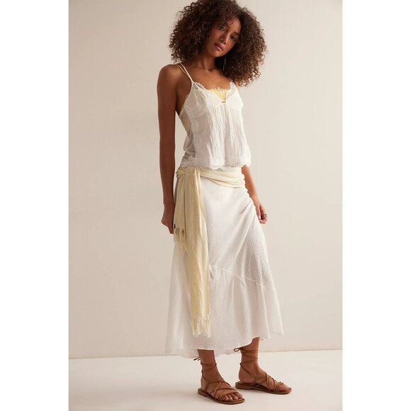 NWT Free People Intimately Sweet On You Bias Half Slip Skirt Clean Ivory White - Picture 3 of 7